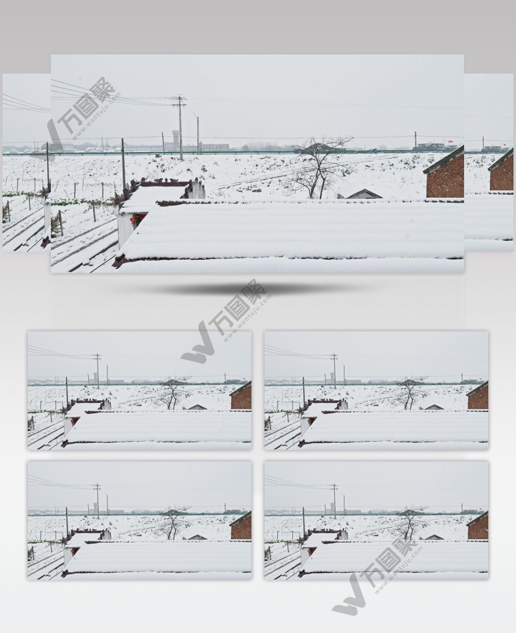 农村乡村冬季冬天鹅毛大雪下雪