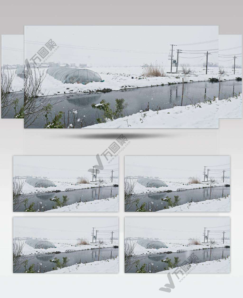 农村鹅毛大雪田野被白雪覆盖