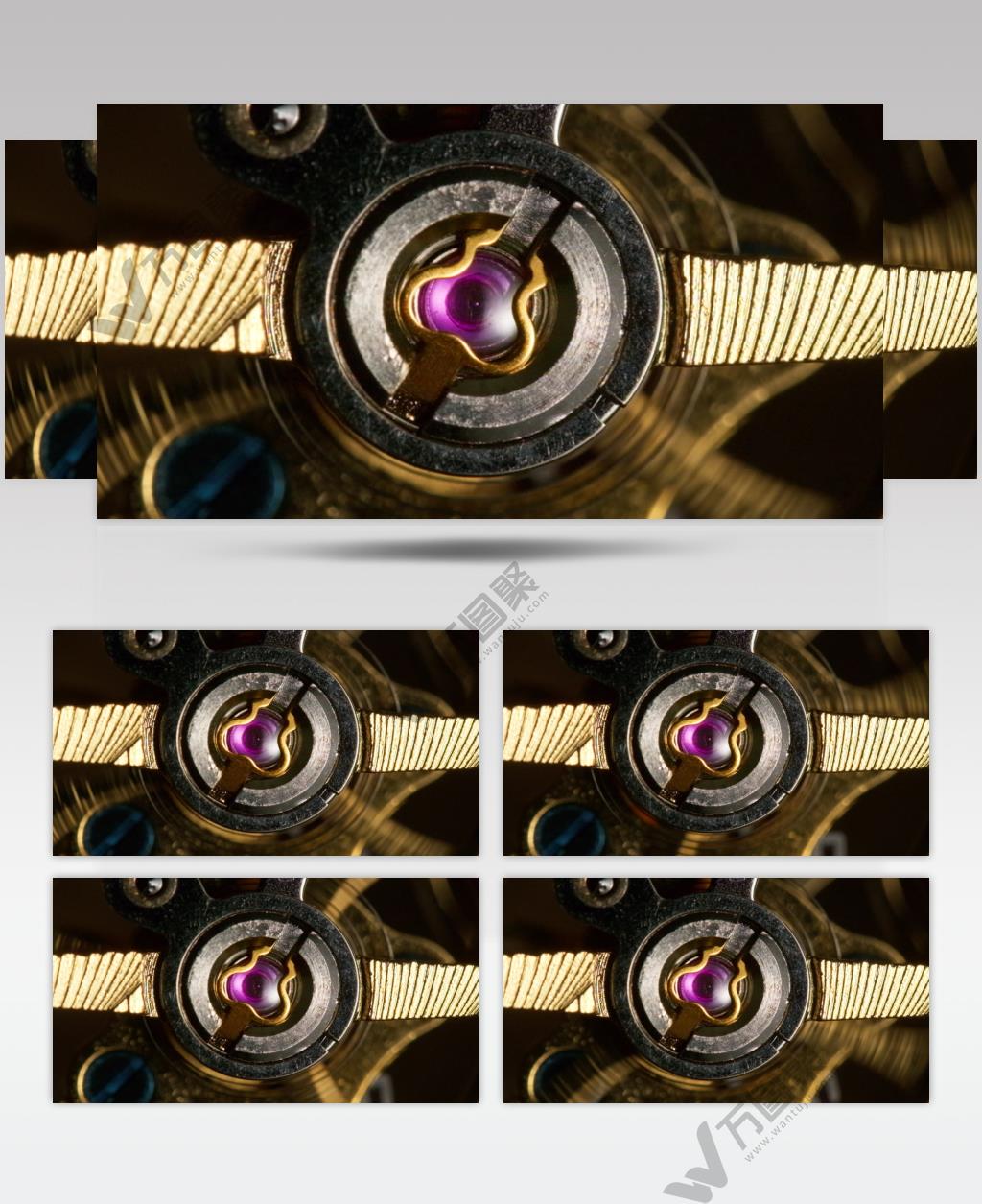 金色机械手表机芯宝石微距升格