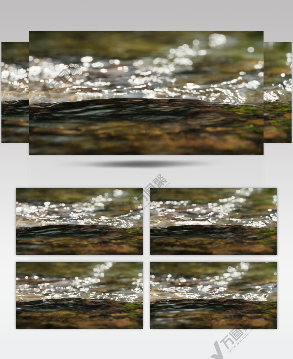 清澈山泉水小溪潺潺流水温泉