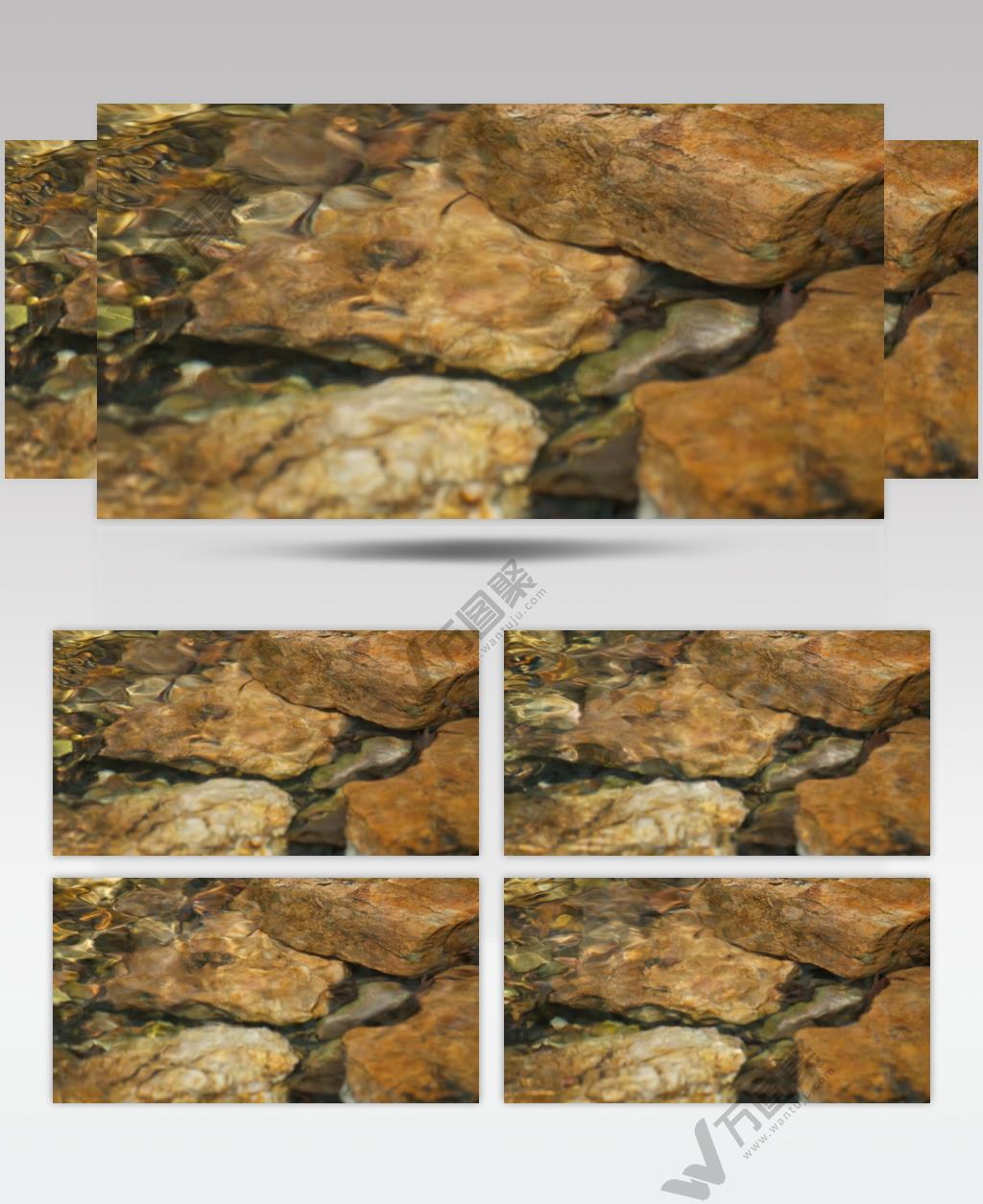 山谷清澈泉水小溪潺潺鹅卵石