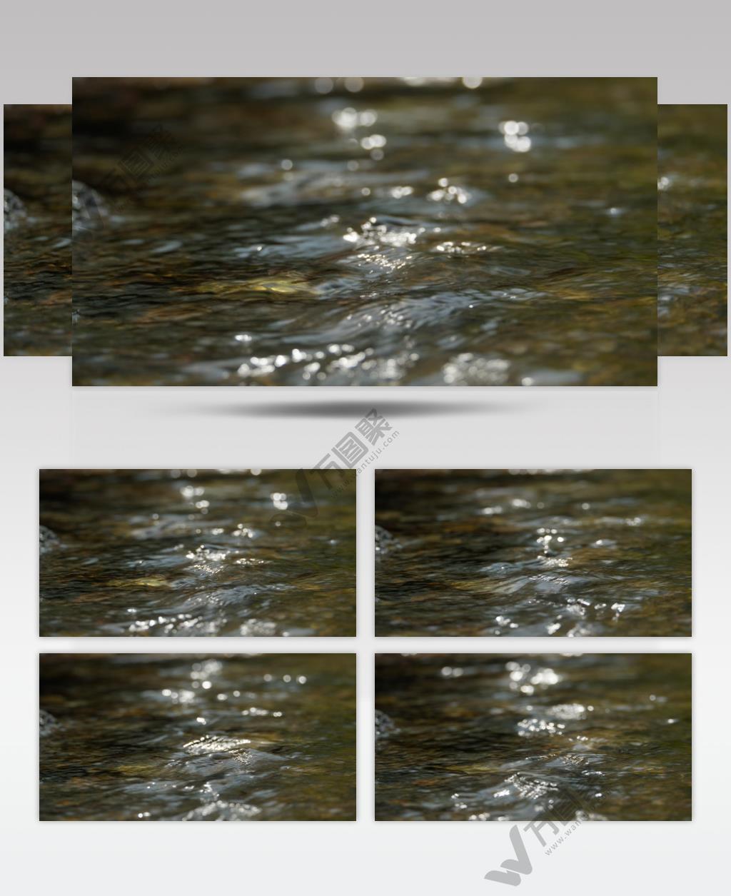 湍急山泉水流清澈小溪潺潺