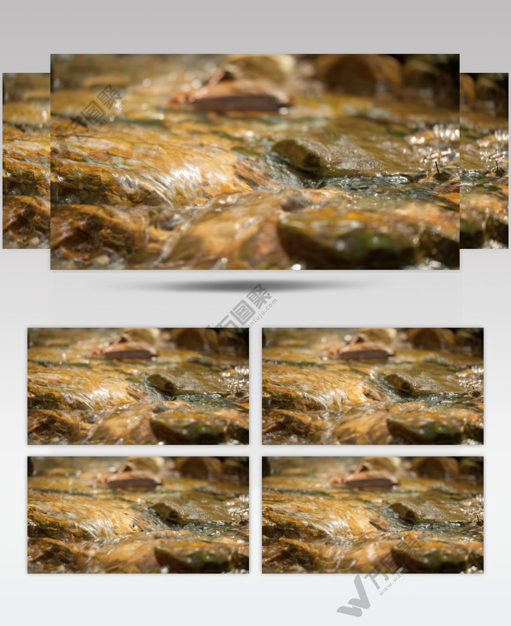 清澈湍急山泉水小溪潺潺流水