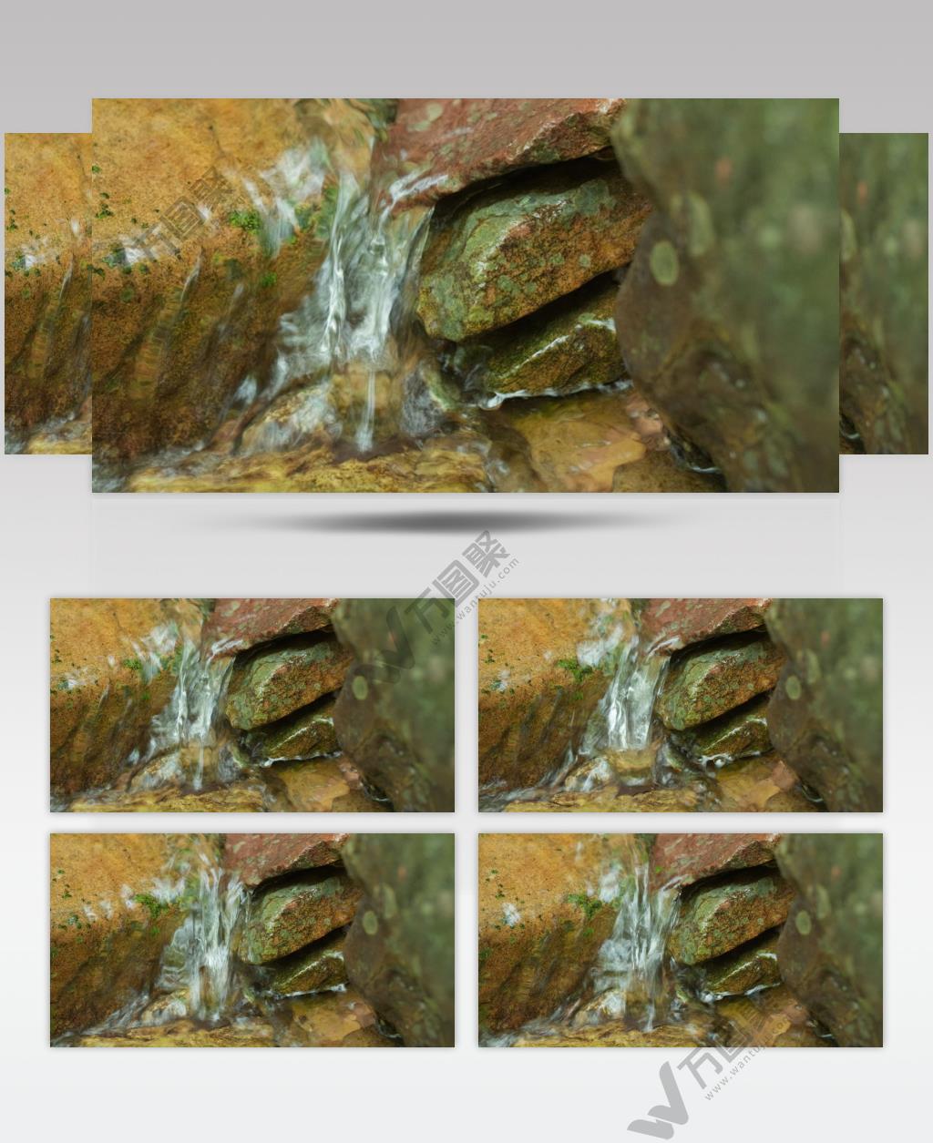 清澈山泉水瀑布潺潺流水小溪