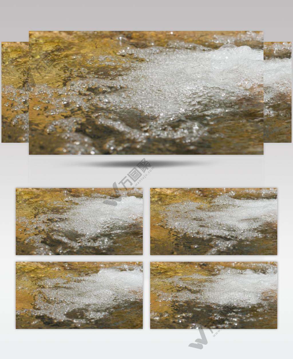 夏天清澈湍急山泉水瀑布小溪