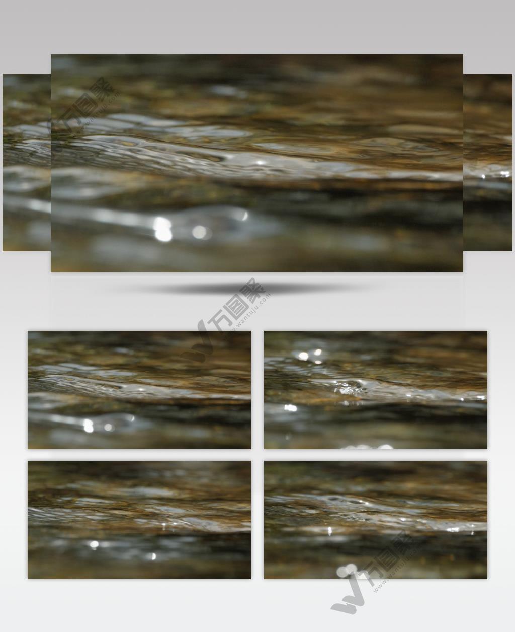 夏天湍急山泉水清澈潺潺小溪