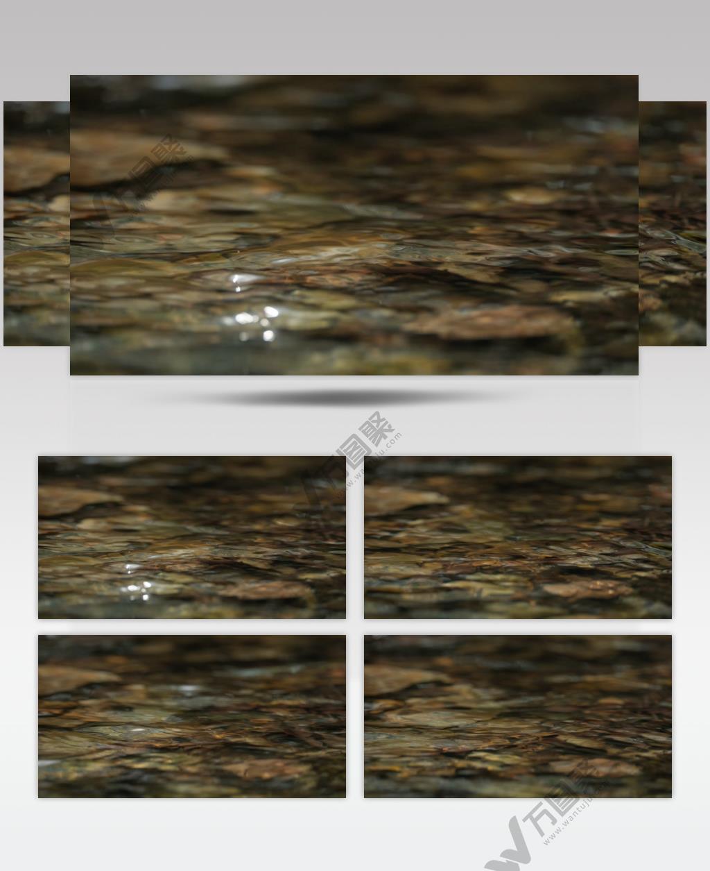 秋天山谷中清澈山泉水流小溪