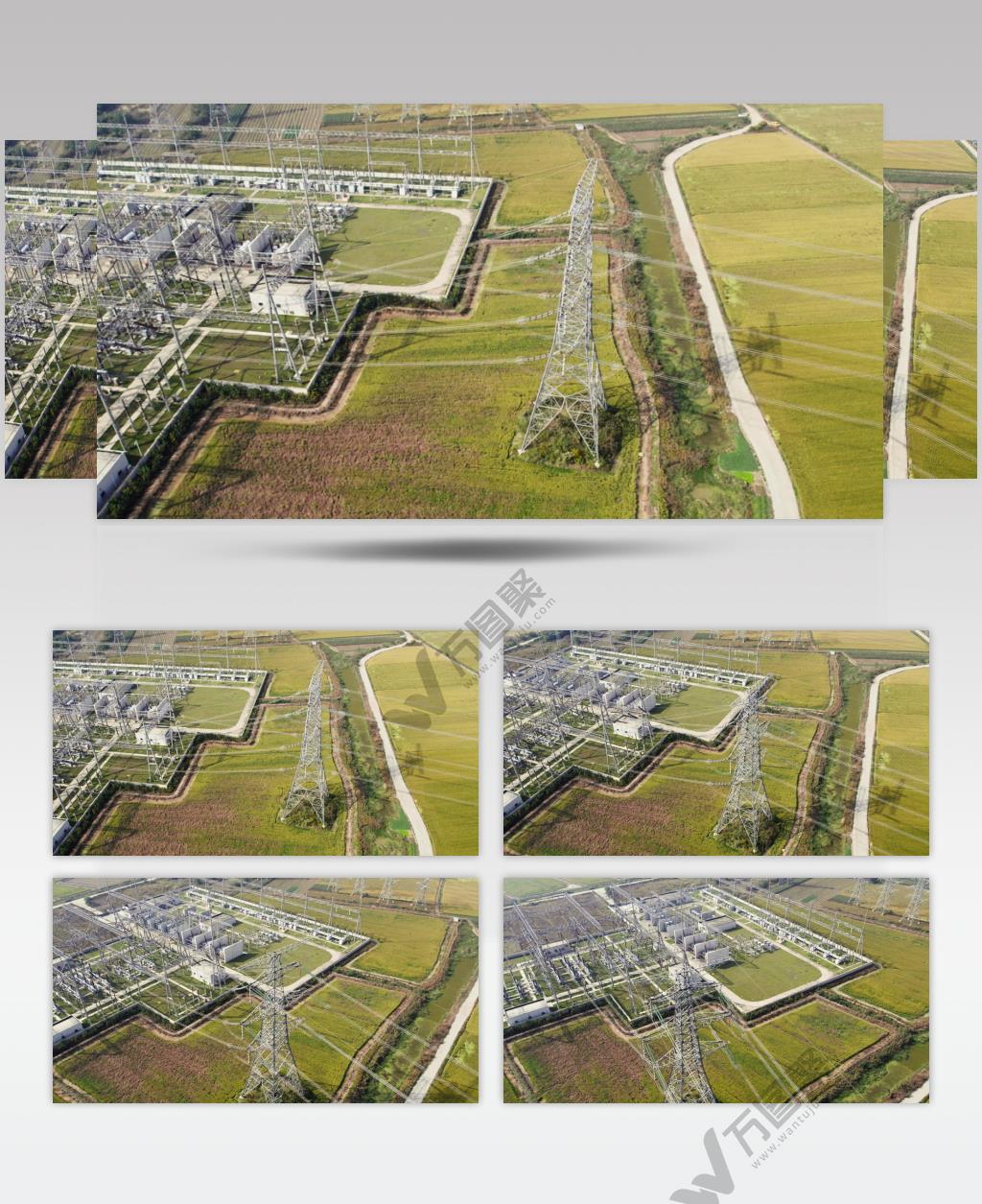 农村国家电网高压电塔航拍