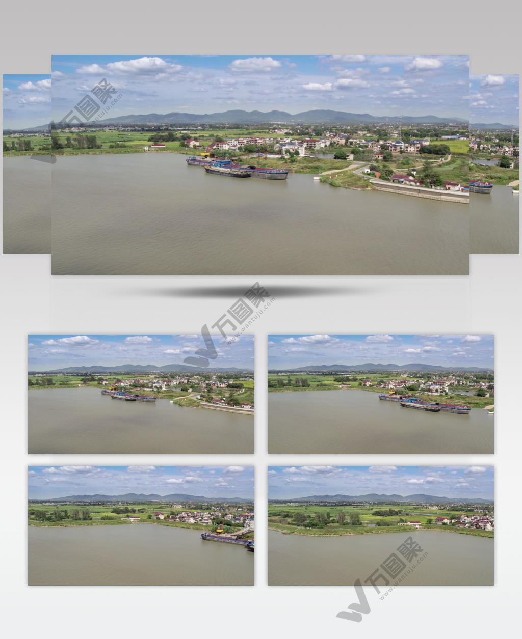 白云远山长江振兴新农村航拍