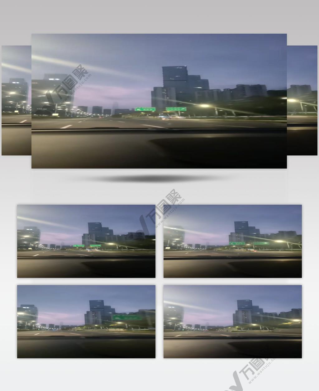 实拍黄昏城市主街道景观