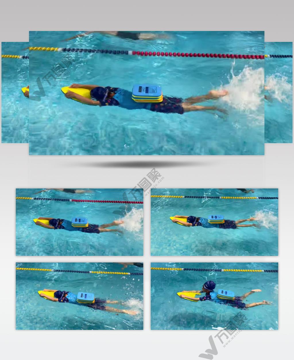 实拍小朋友泳池游泳训练视频