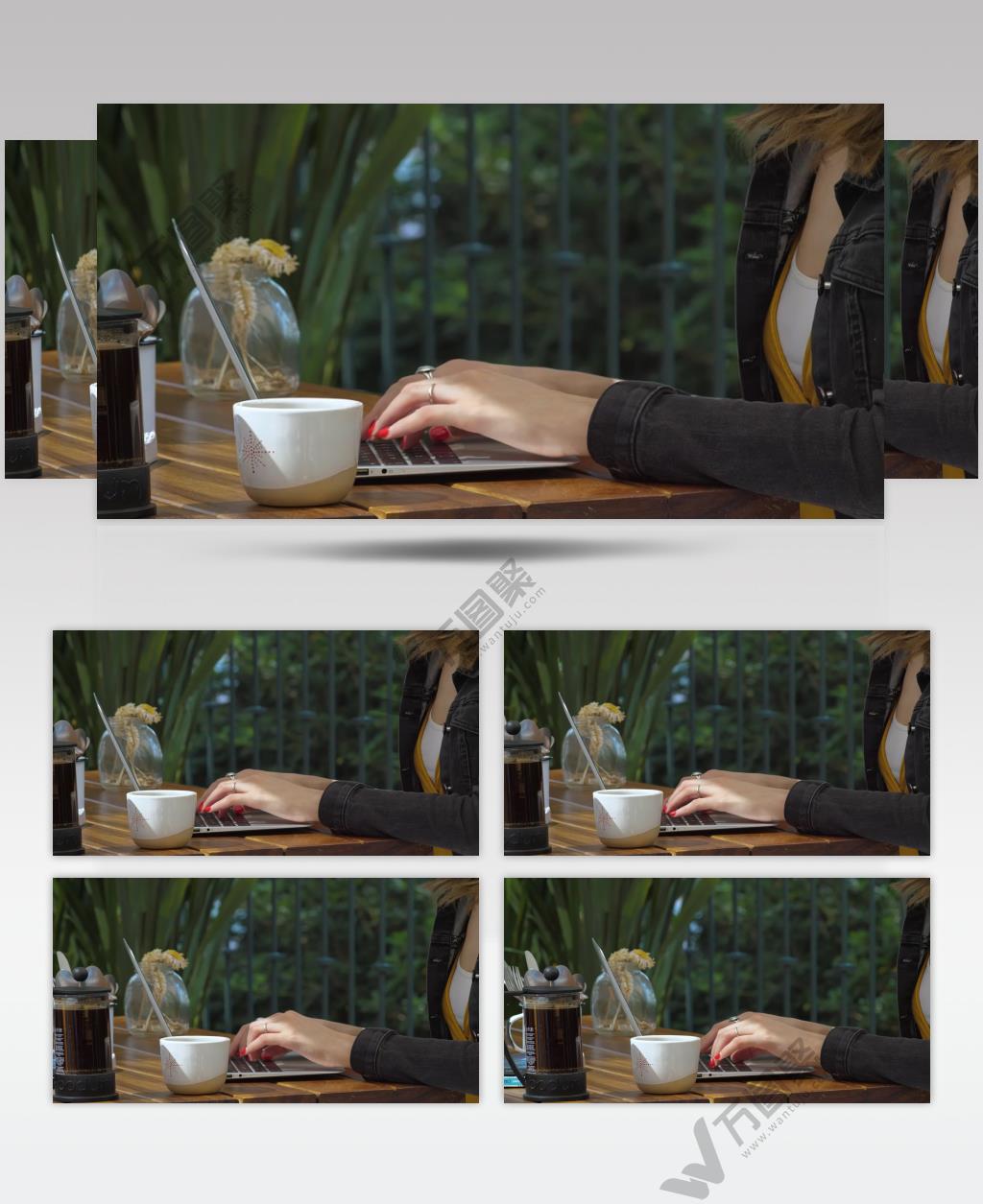 女人在咖啡厅办公