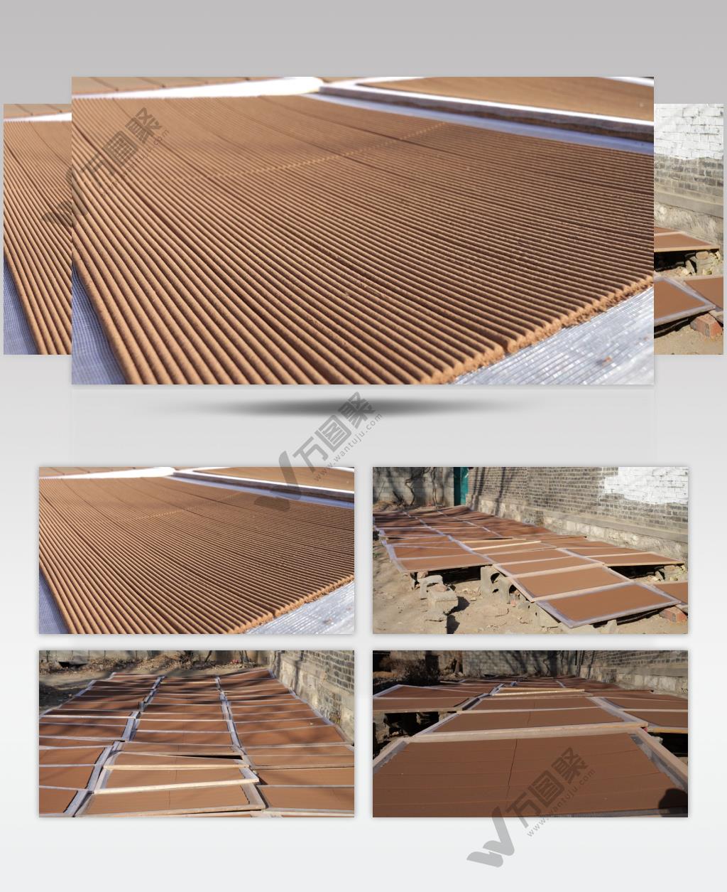 香 香火 放炮点香 火香 农村作坊 黄香 树木 香晾晒 户外 农村 上供用香 风干 晒干