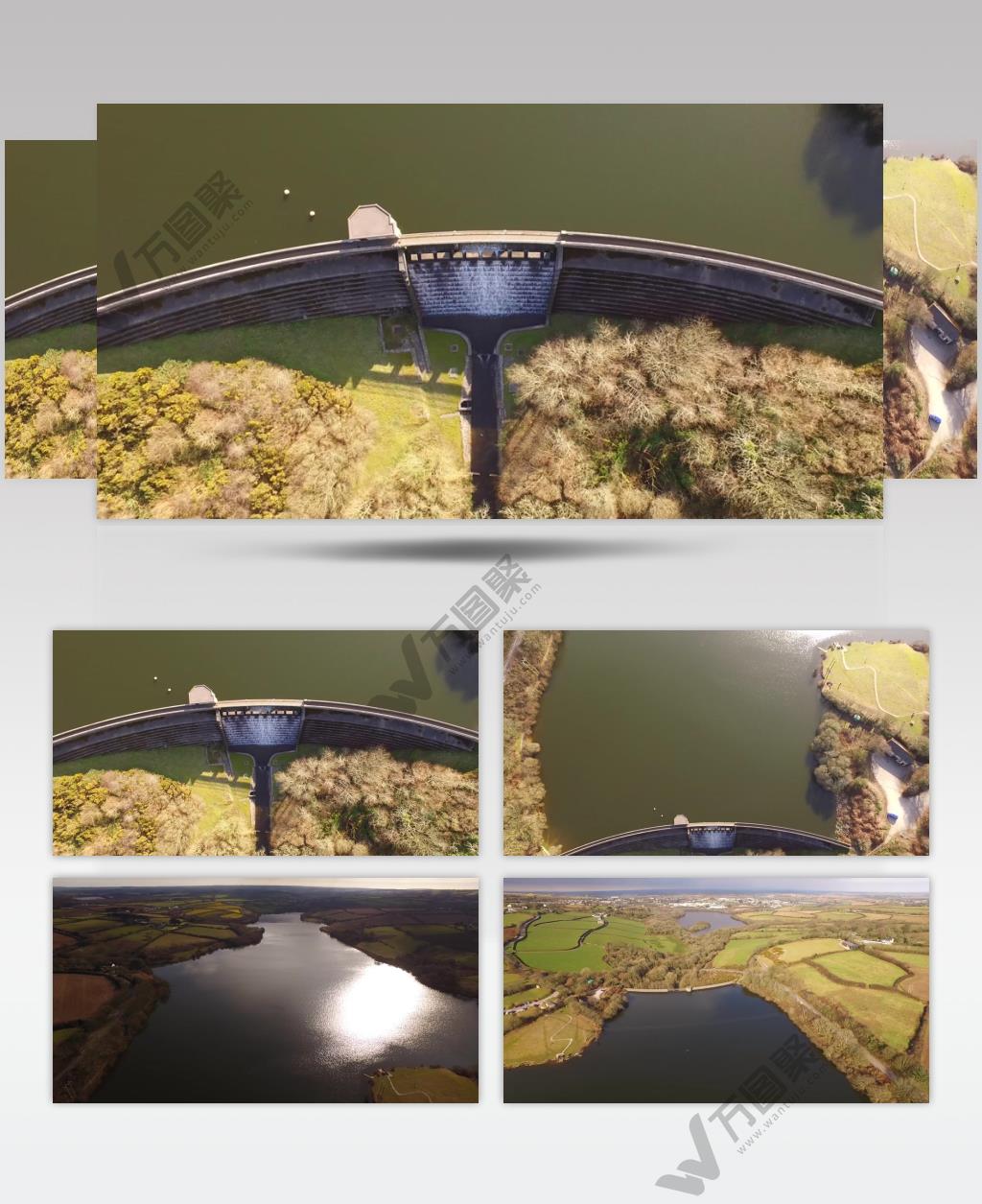 4K水利工程大坝灌溉农田