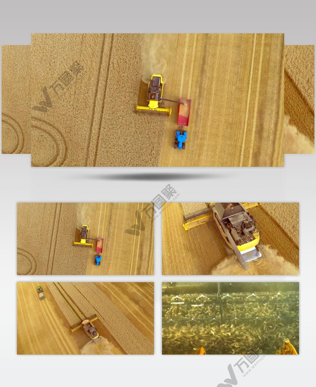 航拍农业农田机械化收获