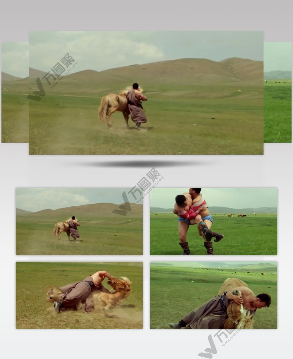 内蒙古 摔跤 表演 唯美 慢镜 草原 运动