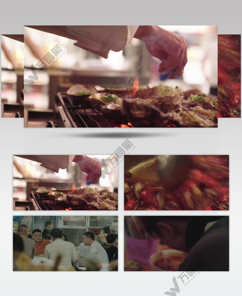 特色美食小吃餐饮大排档视频素材