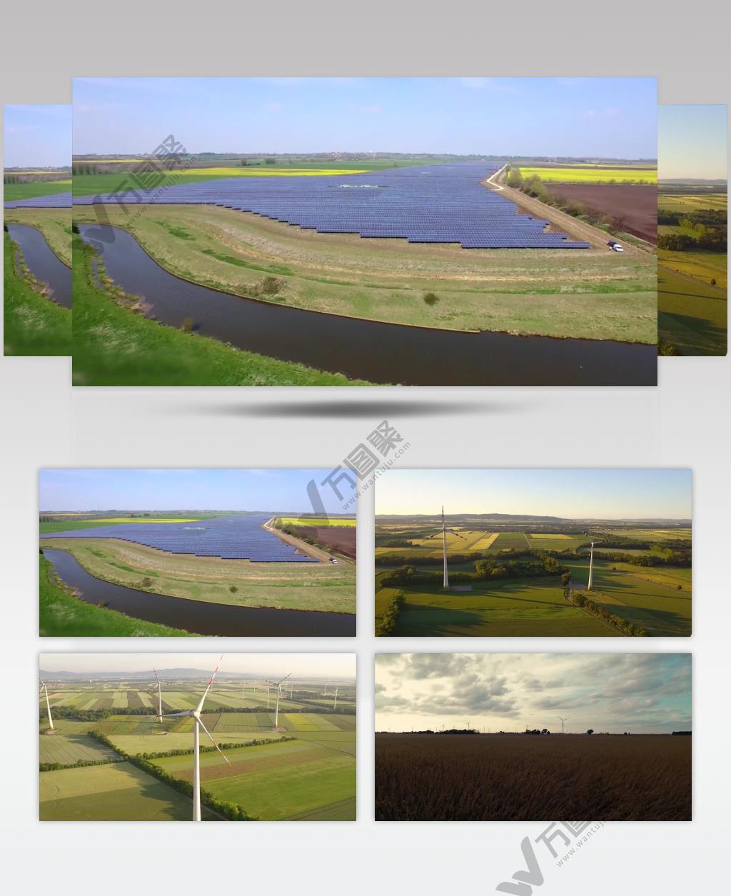 太阳能光伏发电清洁能源风力发电风电场视频素材