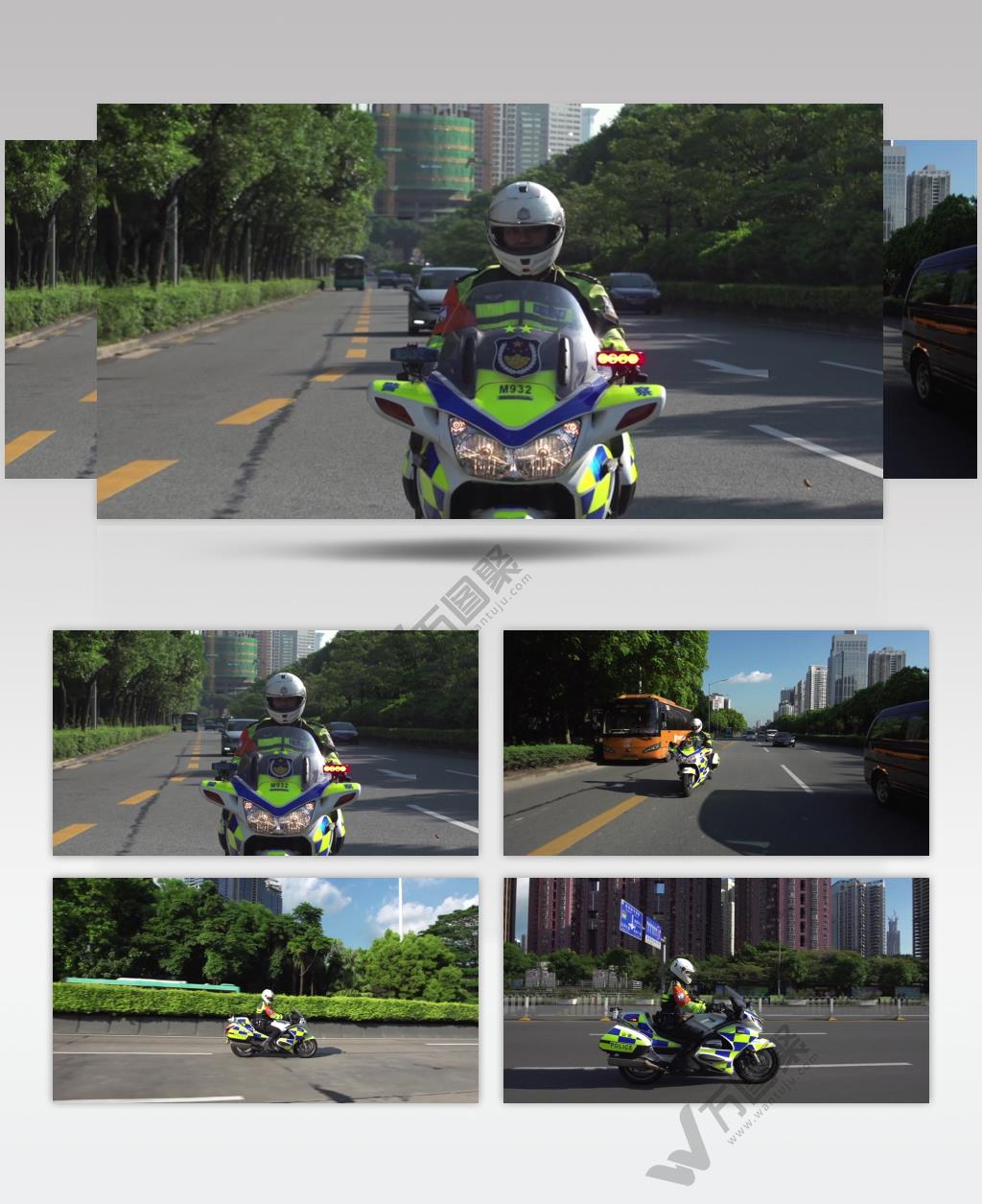 交警骑警摩托巡逻镜头视频素材