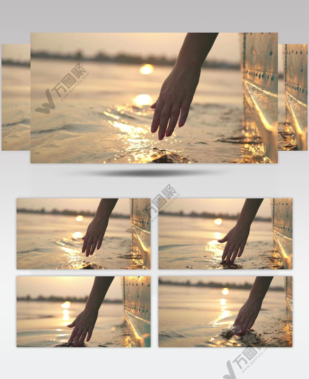 坐小船手指划过水面视频素材