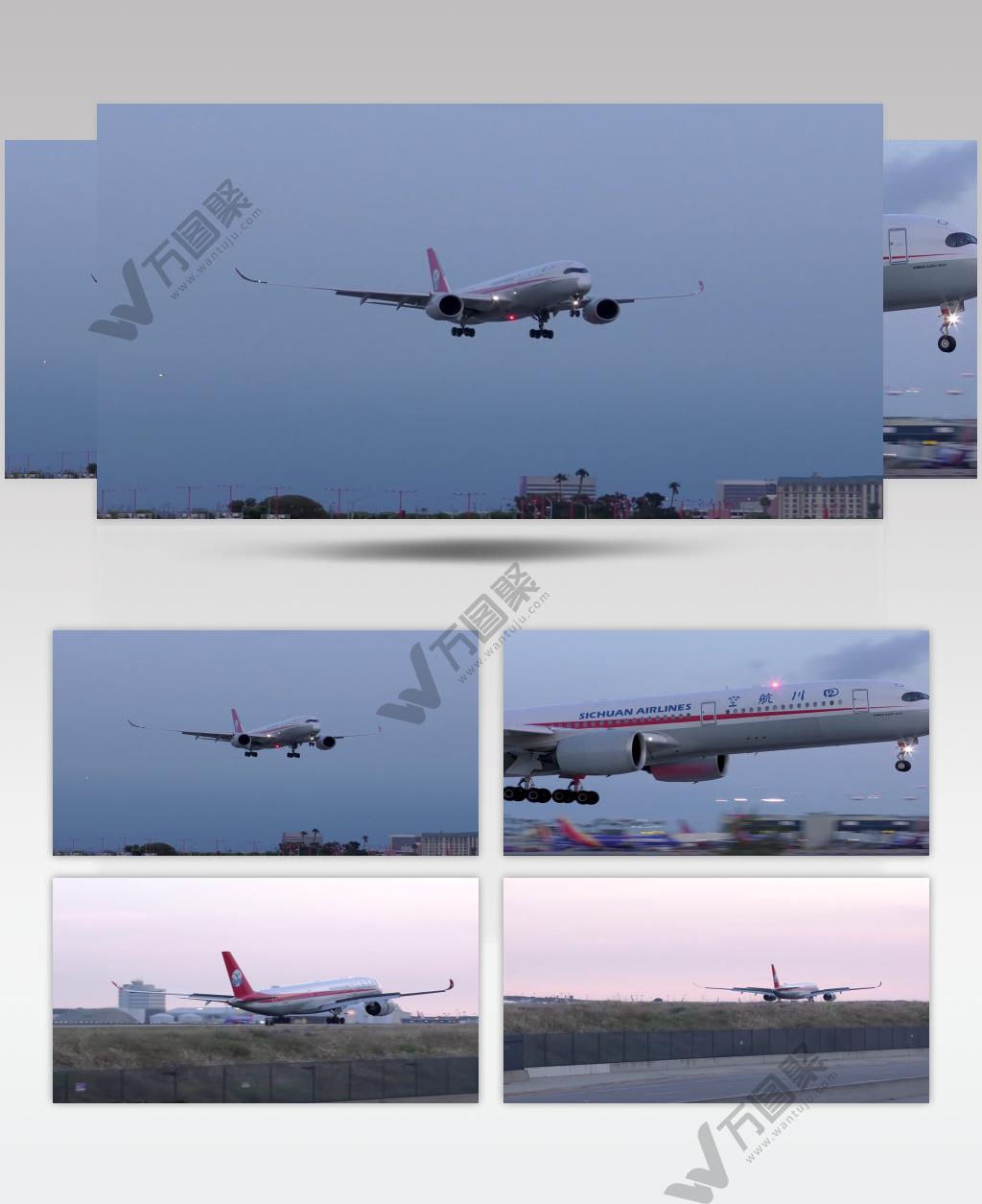 4K实拍航空客机降落机场背景视频