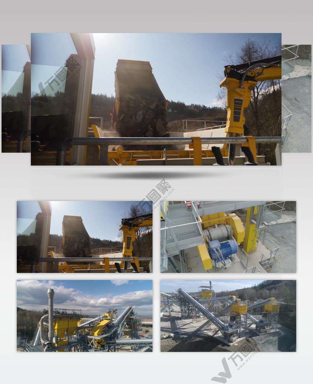 实拍采石场工程机械碎石加工高清视频素材