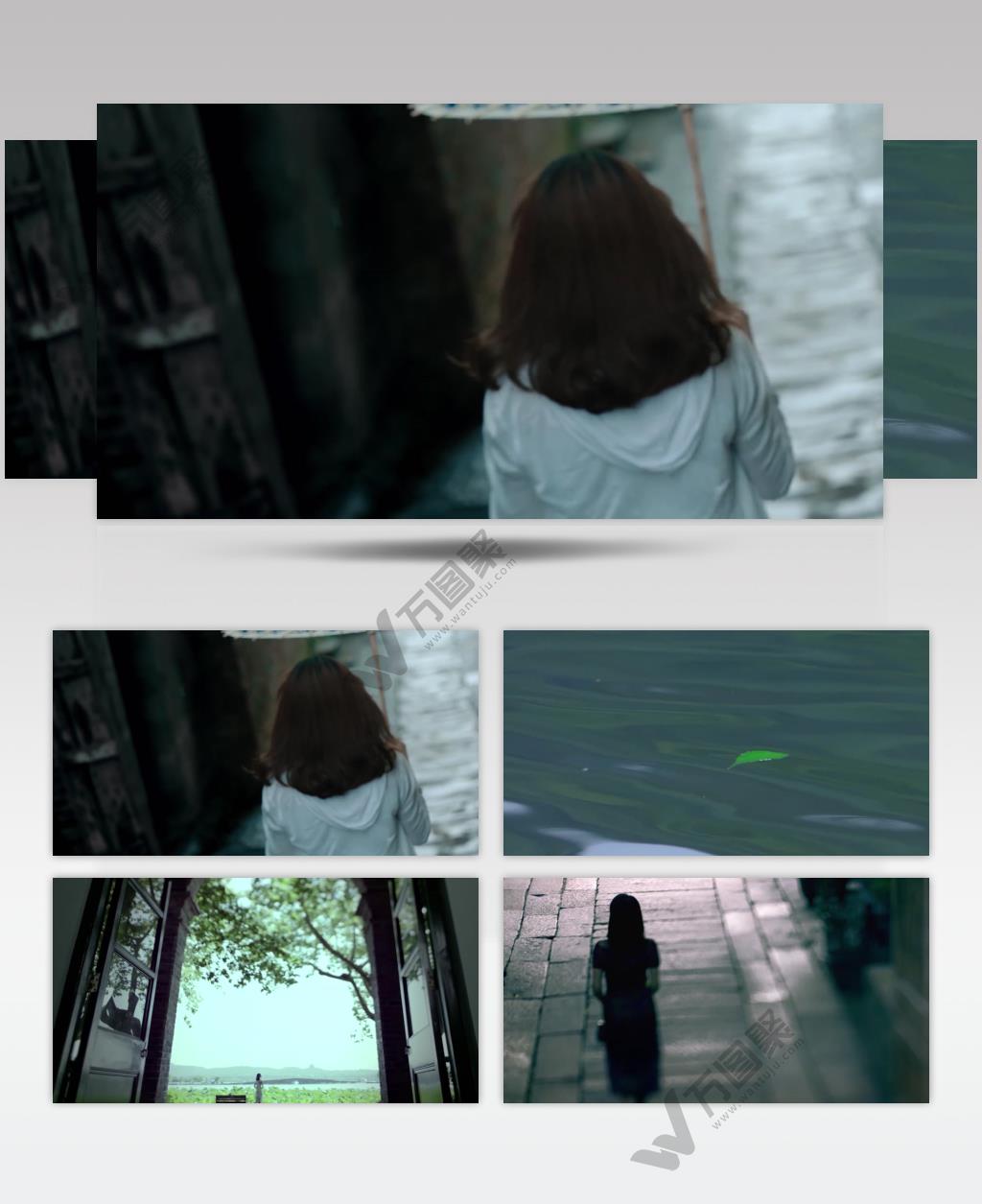 美丽山水风景雨中传统建筑