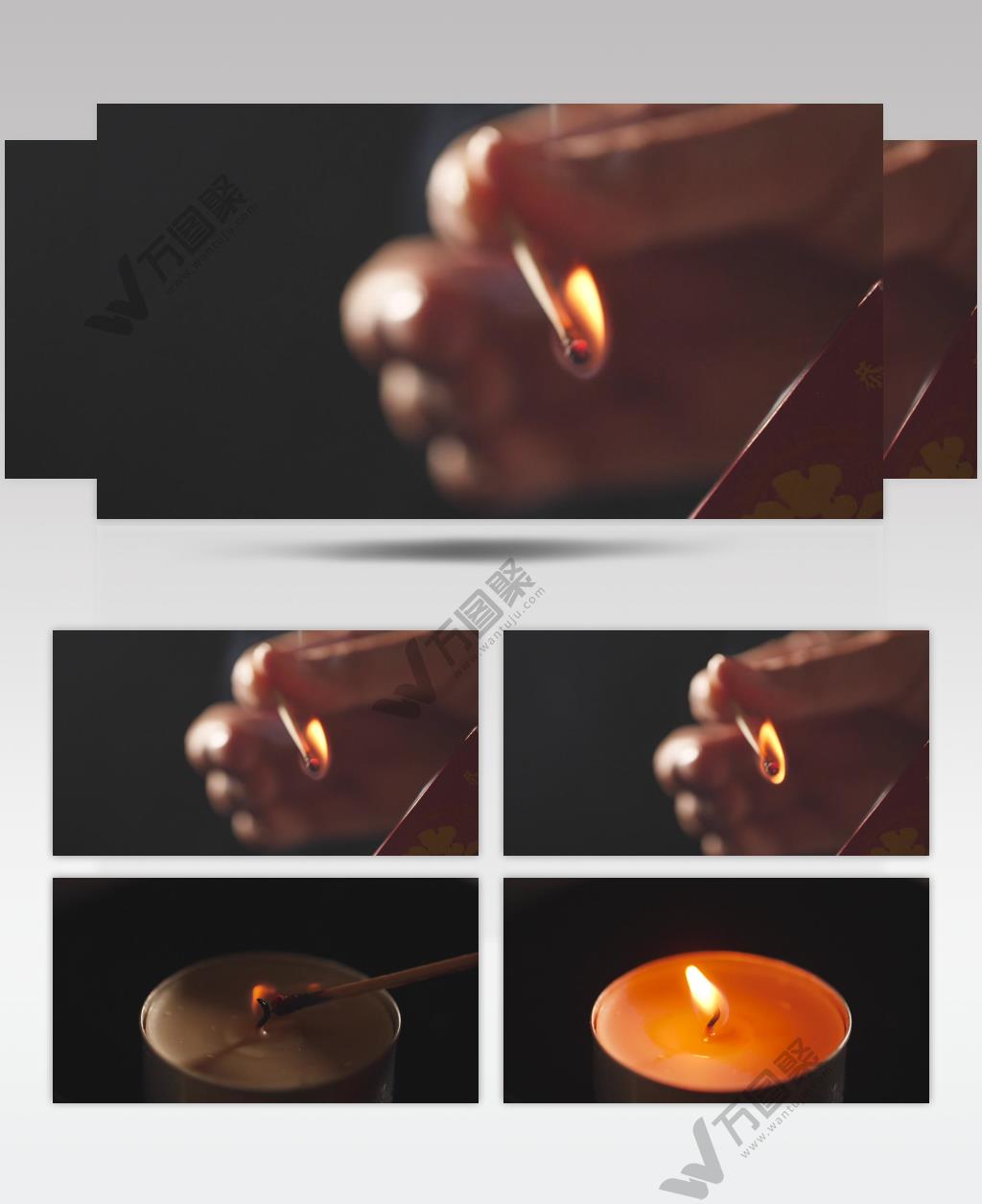 温暖祈福擦火柴慢镜头烛光祝福视频素材