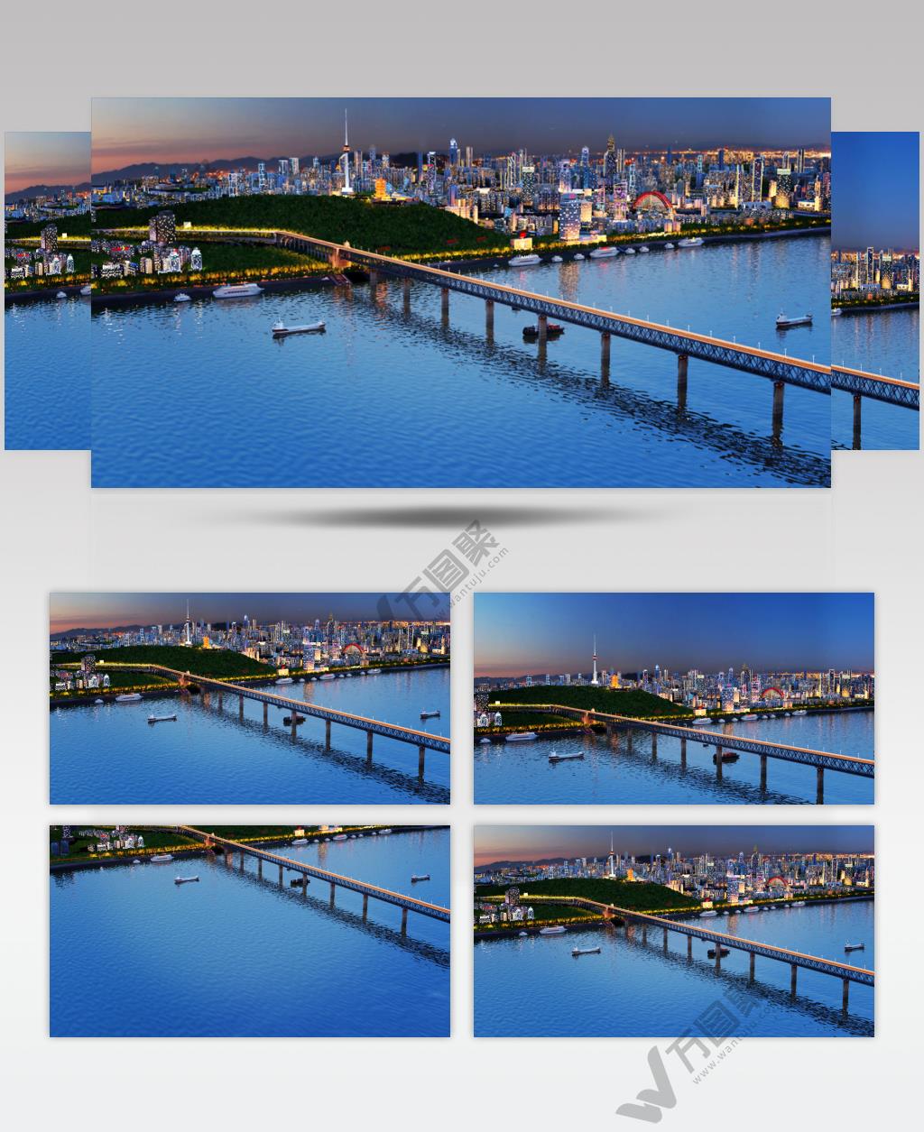 武汉长江大桥三维动画视频素材