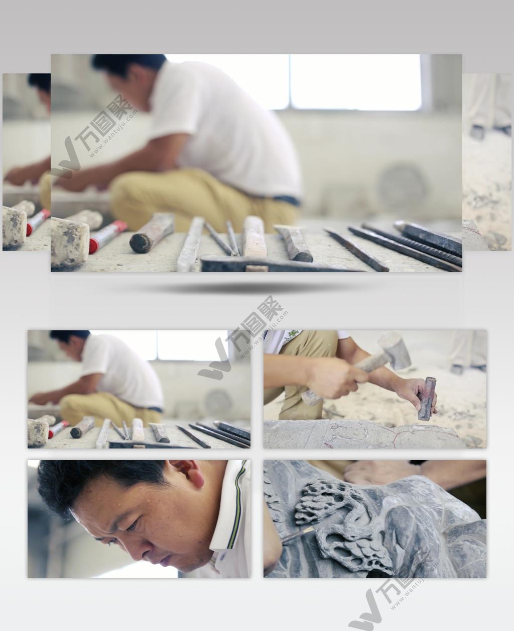 精美精致石雕雕刻视频素材