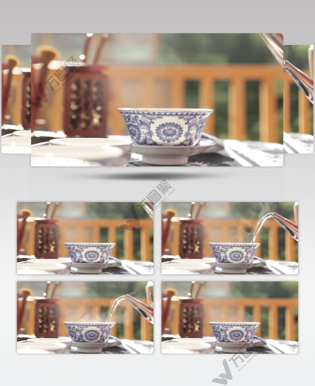 [泡茶]陶瓷茶杯中用开水冲茶实拍视频