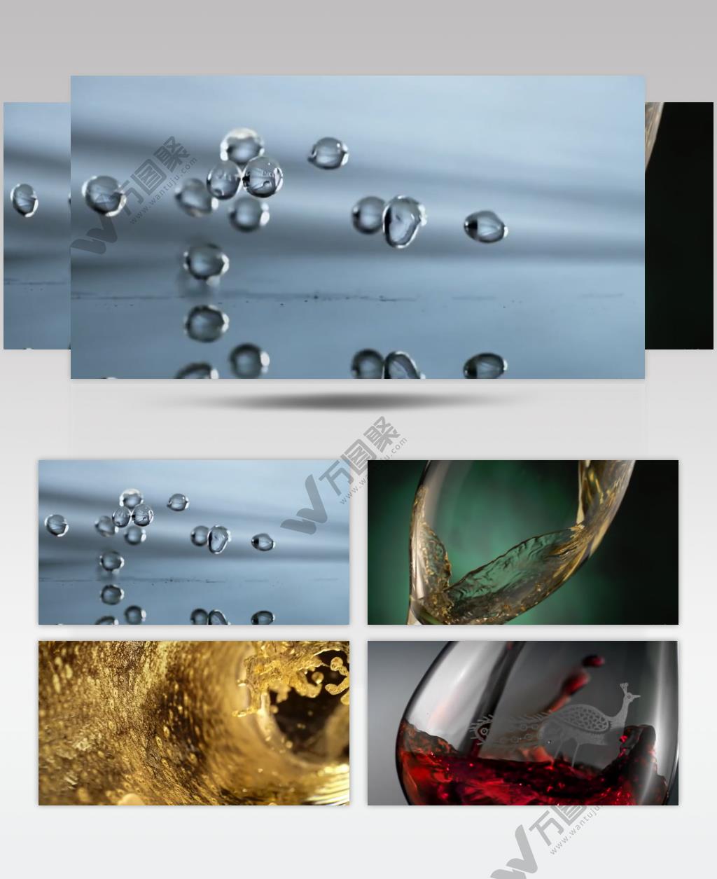 水珠流体碰撞特效洋酒倒入高脚杯酒水花视频素材