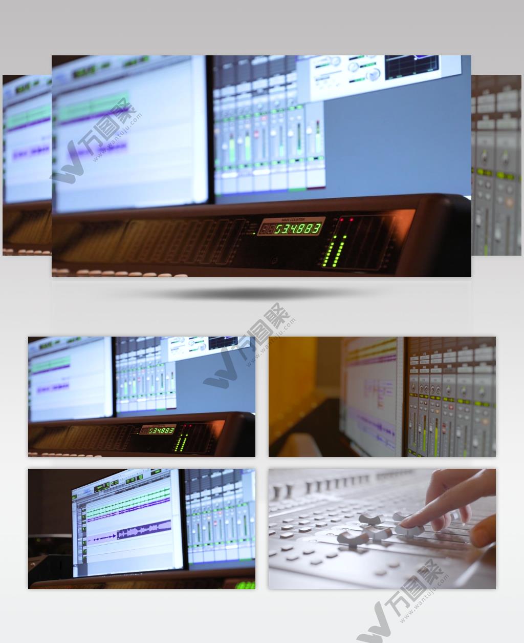 实拍录音棚调音台耳麦空镜合集视频素材