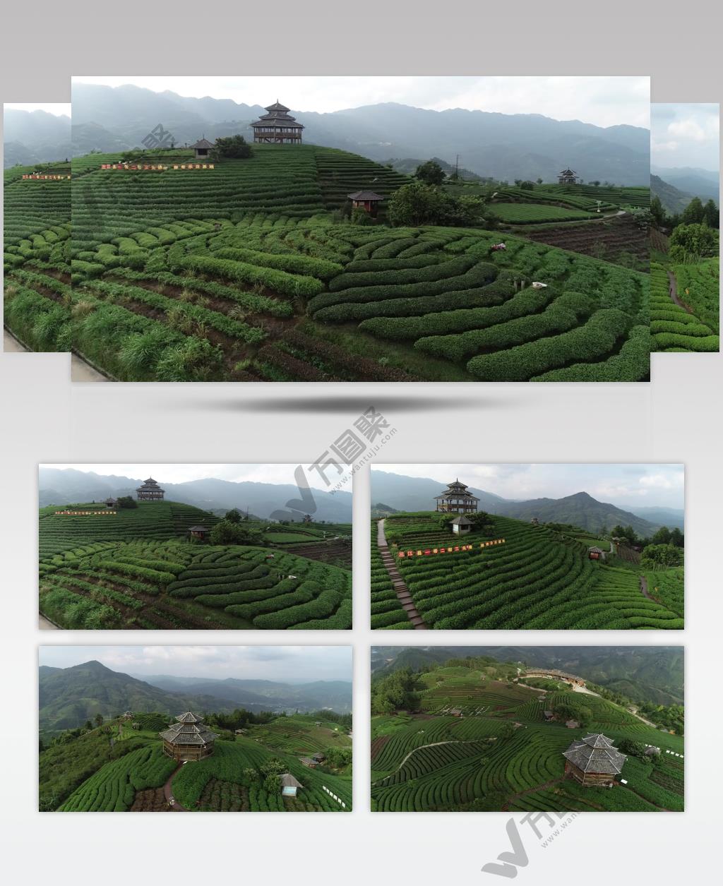 山顶茶园山庄环绕航拍视频视频