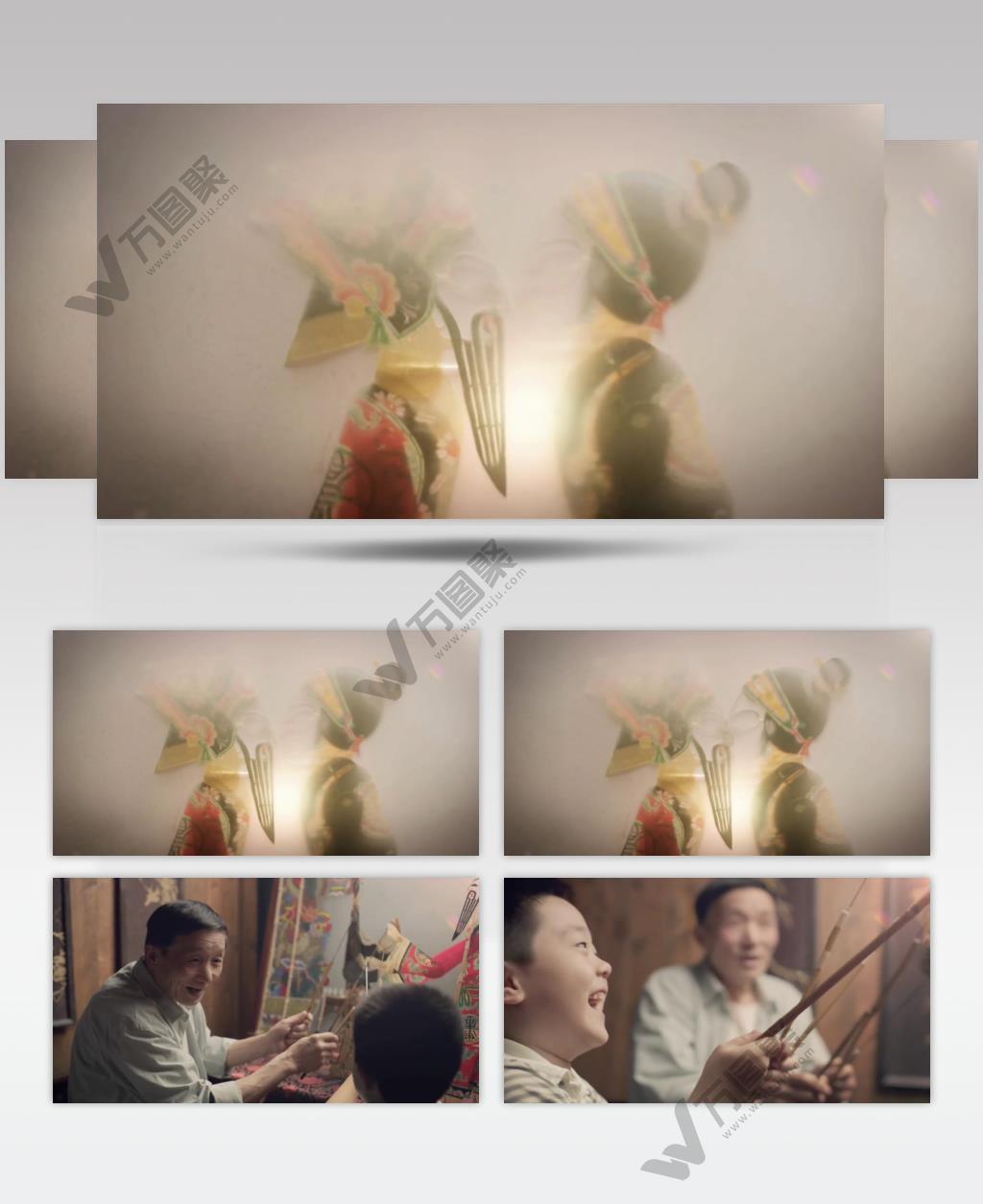 传统民间艺术皮影戏全家幸福生活人物篇视频素材