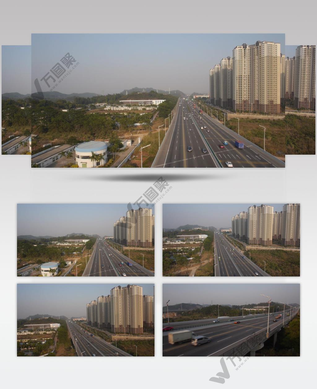 航拍高速公路城市交通车流视频素材