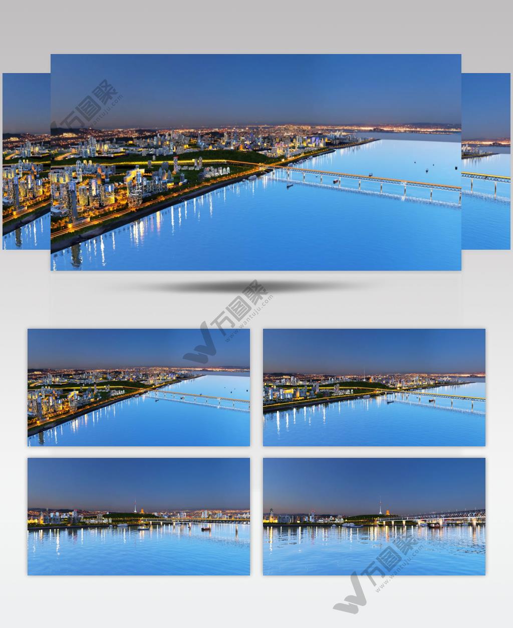 武汉长江大桥夜景三维动画视频素材