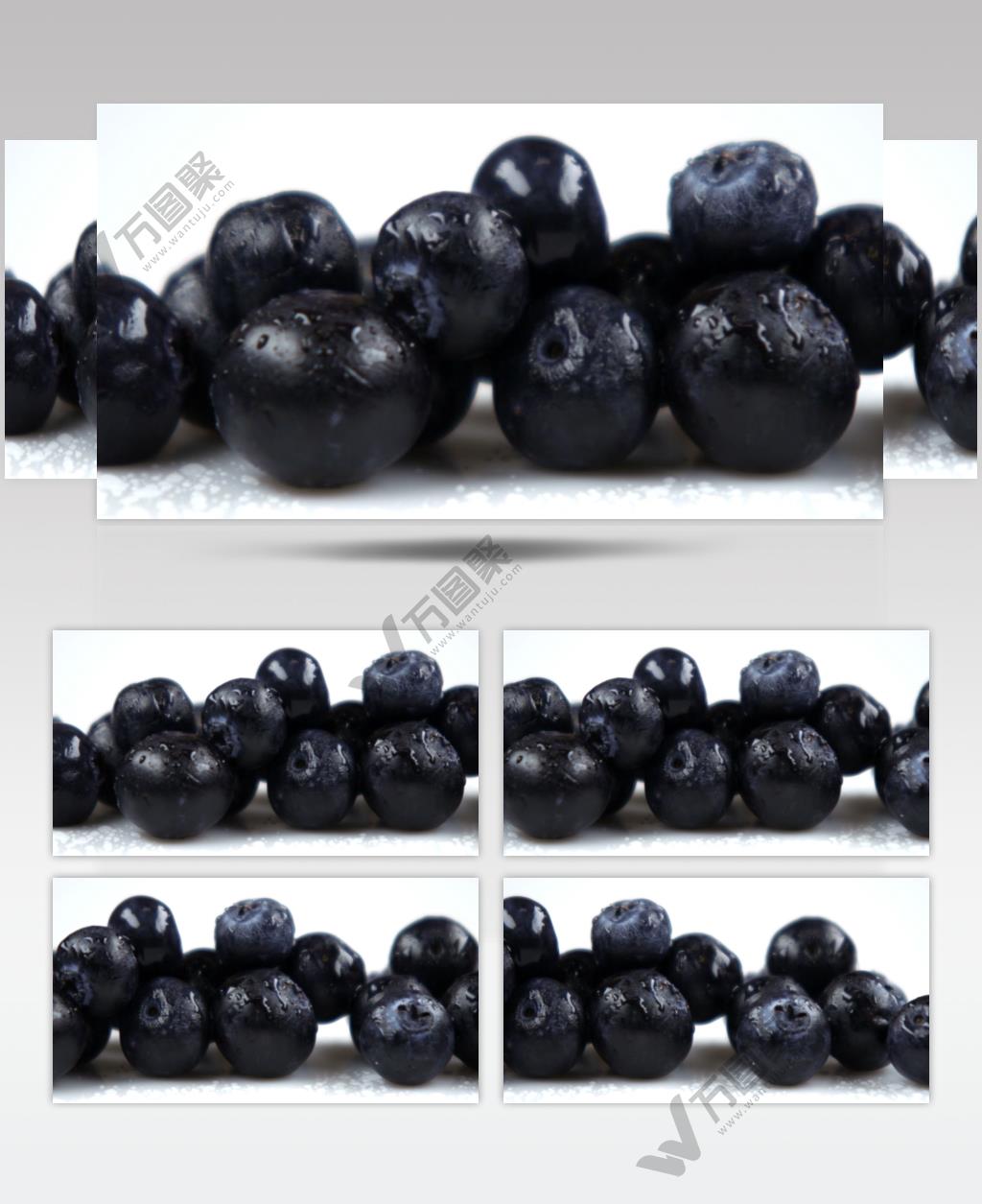 新鲜水果蓝莓摆放排列移动特写镜头