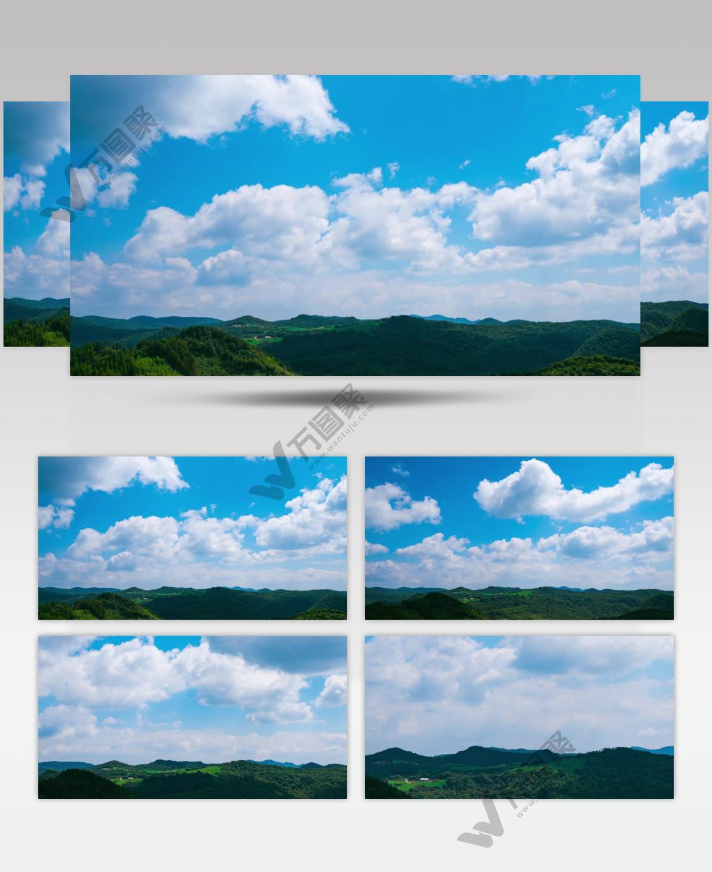 实拍唯美蓝天白云朵流云山岭自然美景视频素材