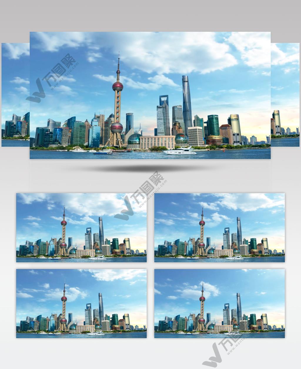 航拍上海中心陆家嘴日景视频素材