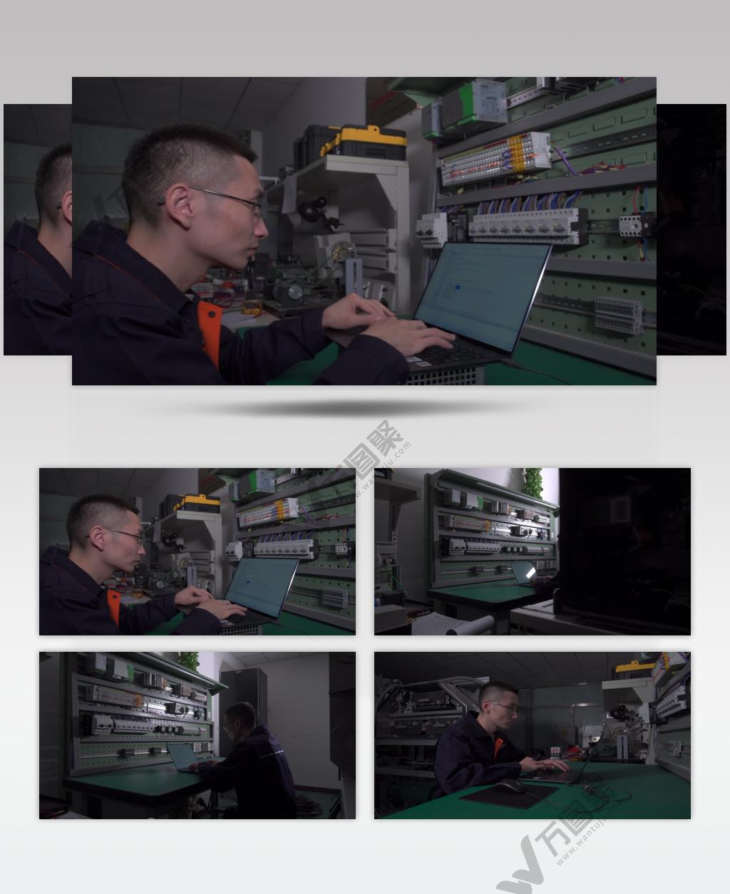 工程师用电脑检测线路电路