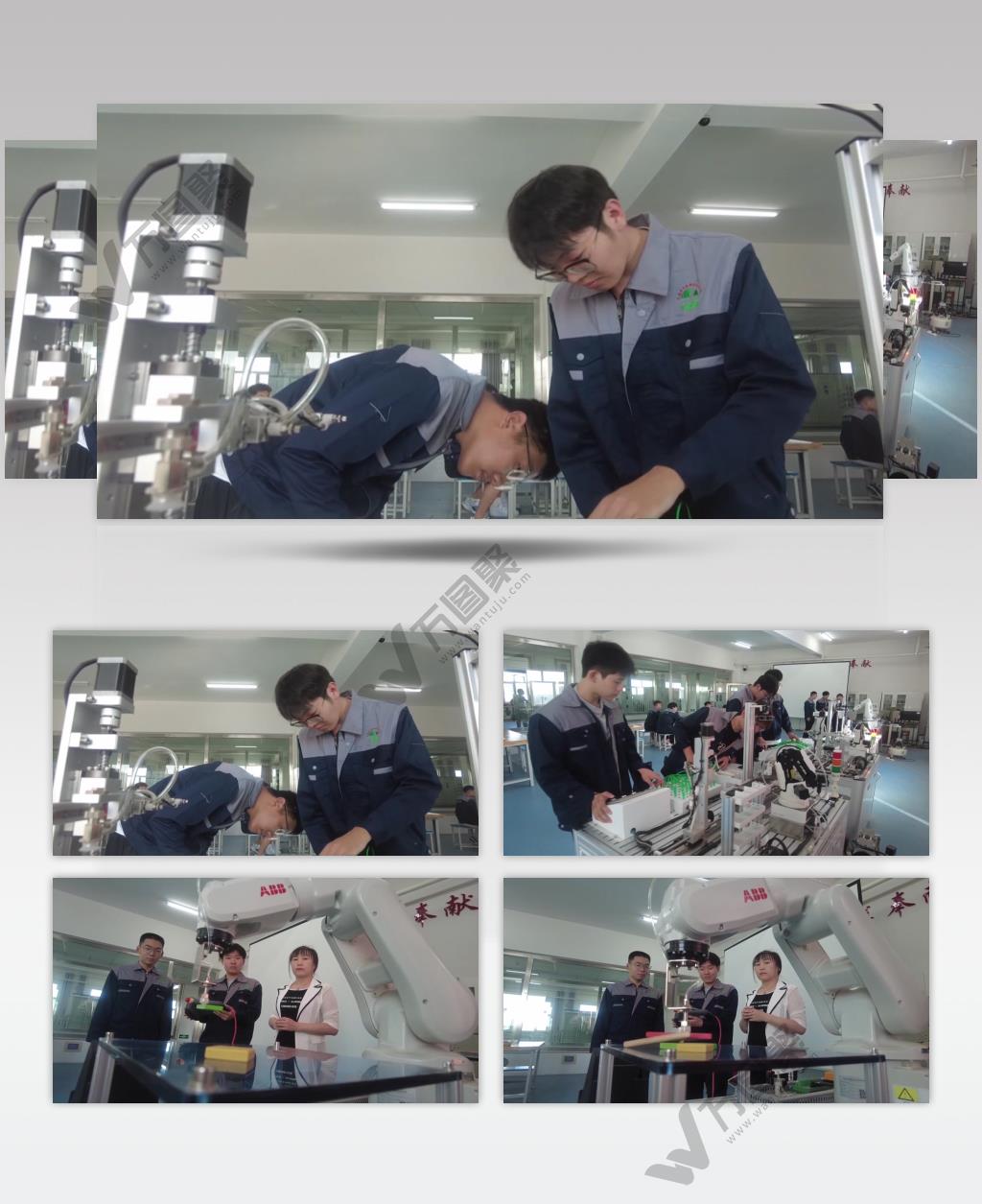 技校学生学习机械臂遥控线路安装