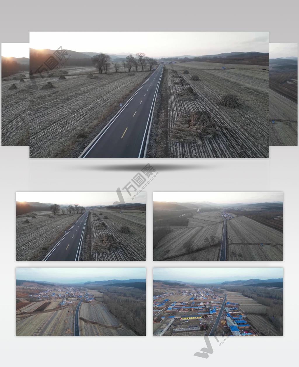 冬季村庄农村路田地