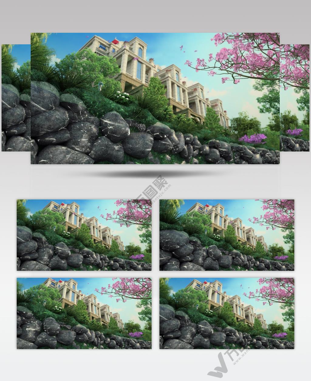 地产片常用水下看建筑三维镜头视频素材