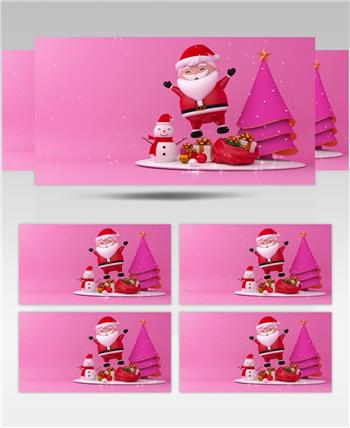 3D渲染原创圣诞节素材，放心下载！粉红色圣诞快乐和新年快乐！