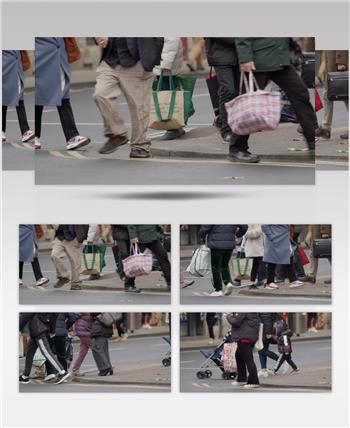 英国牛津人步行横过马路的长镜头