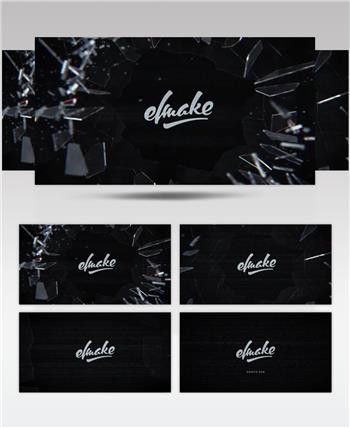 AE 15060 玻璃碎片标志动画 ae素材