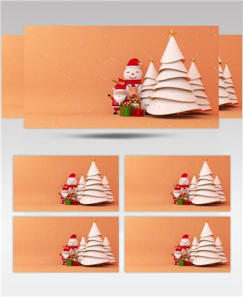 3D渲染 圣诞老人雪人圣诞节快乐！新年快乐！