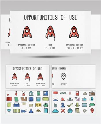 AE 15098 手绘图标库 ae素材