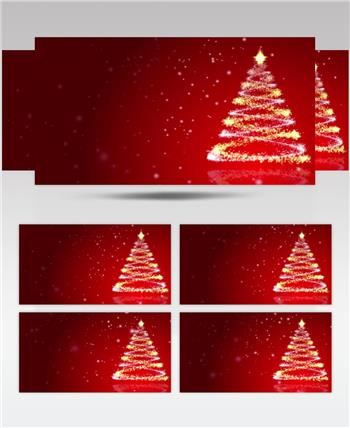 红色背景环上的圣诞树视频素材